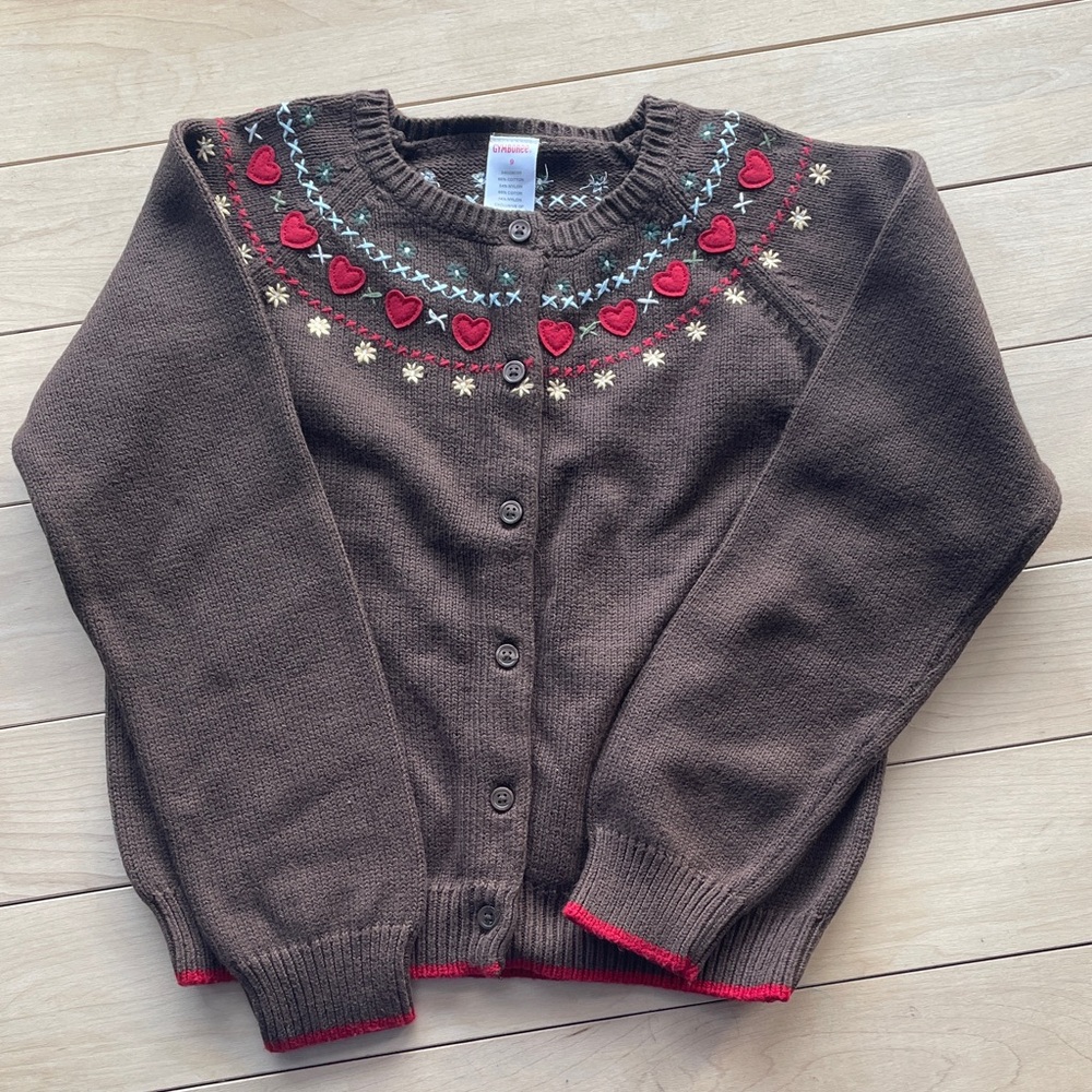Gymboree Brown Cardigan with beautiful embroidery!